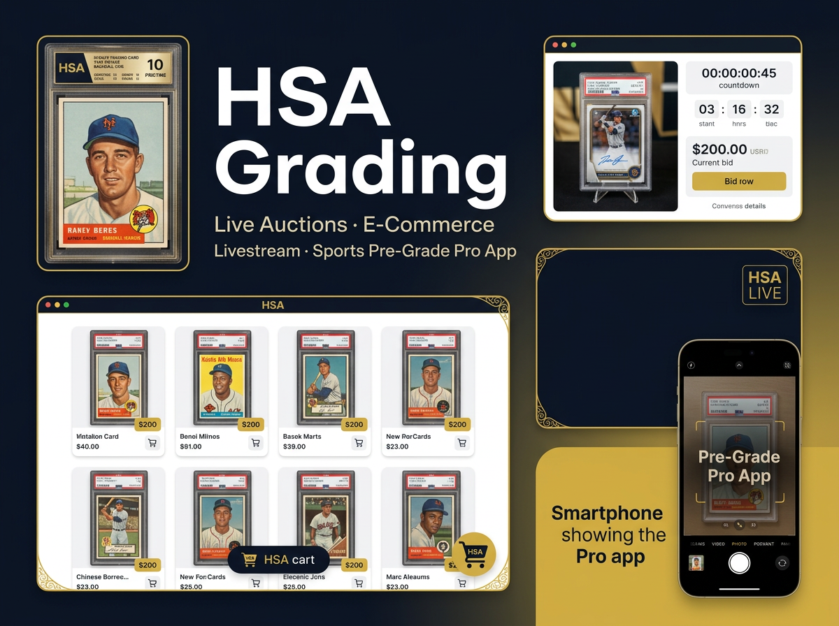 HSA Grading platform — live auctions, e-commerce, livestream and the Sports Pre-Grade Pro App